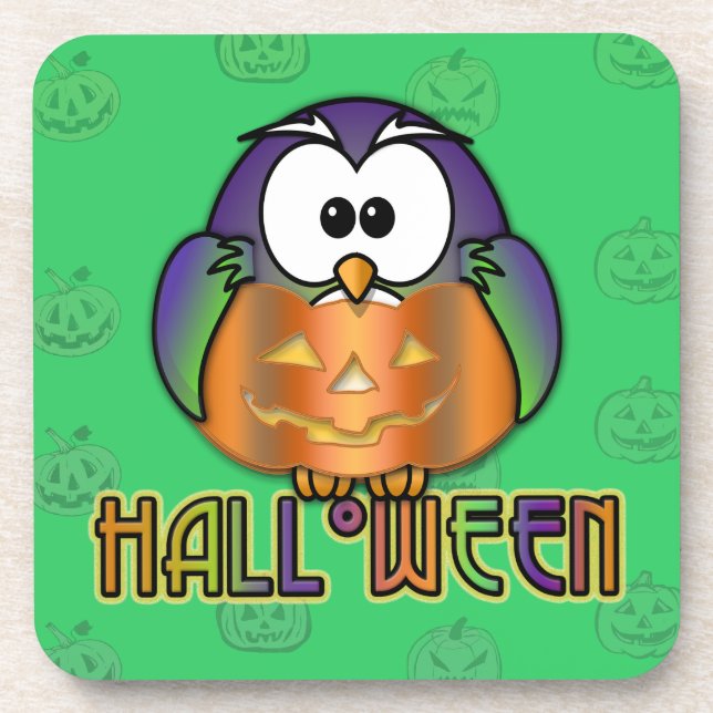 pumpkin owl beverage coaster (Front)