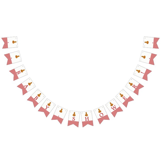 Pumpkin Owl & Gingham Baby Shower Bunting Flags (All)