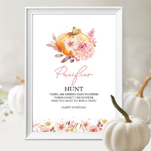 Pumpkin Pacifier Hunt Baby Shower Game Sign