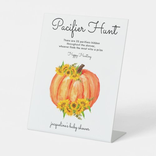 Pumpkin Pacifier Hunt Baby Shower  Pedestal Sign