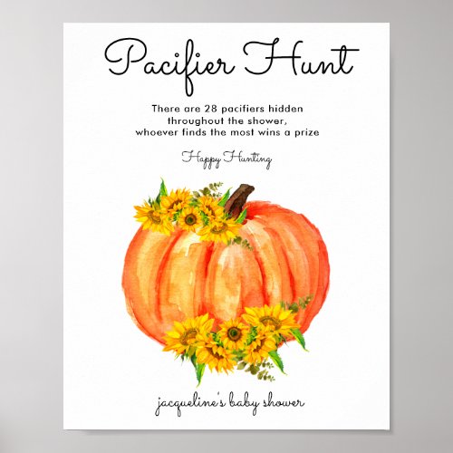 Pumpkin Pacifier Hunt Baby Shower Poster