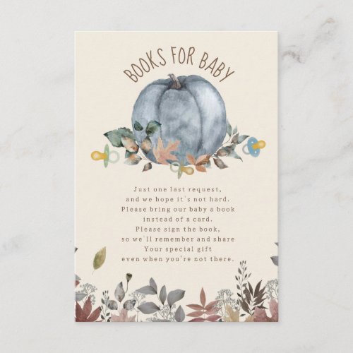 Pumpkin Pacifiers Boy Baby Shower Book Request Enclosure Card