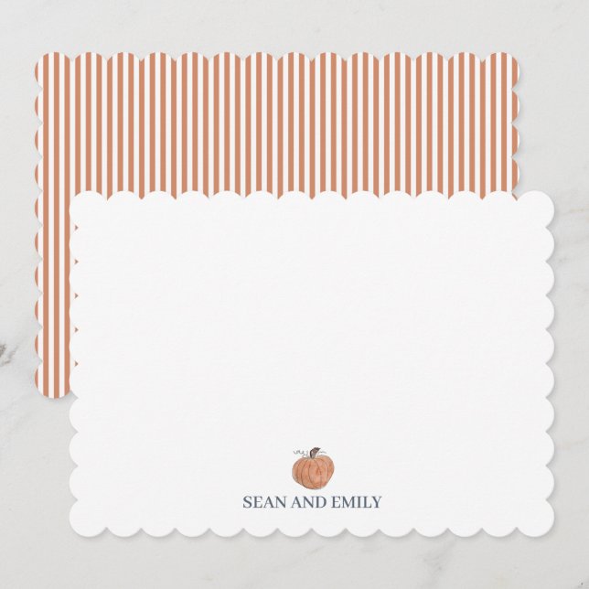Pumpkin Painting Autumn Wedding Stationary Thank You Card (Front/Back)