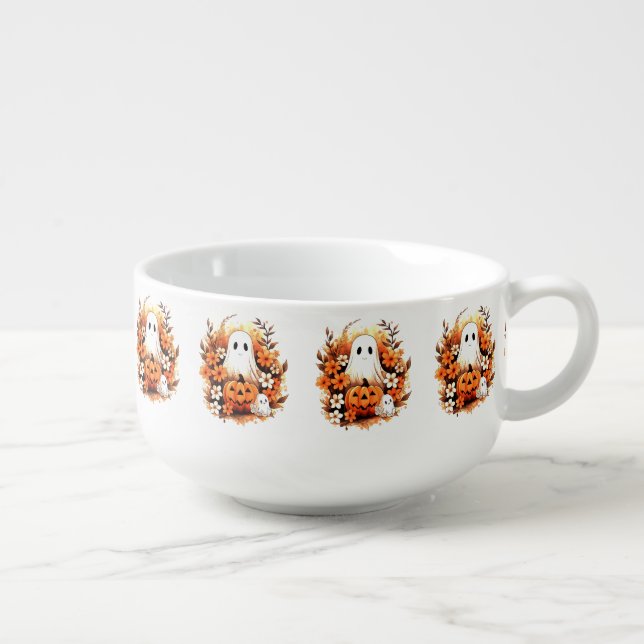 Pumpkin Pal & Autumn Whimsy Halloween Soup Mug (Left)