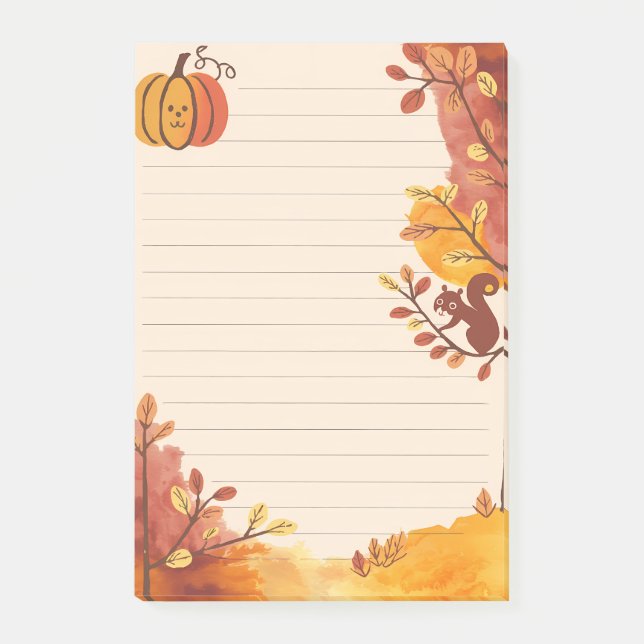 Pumpkin Pals & Squirrel Scribbles Post-it Notes (Front)