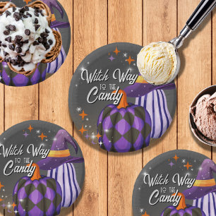 Pumpkin Paper Bowls with Witch Hat & Twinkles