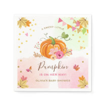 Pumpkin Paper Napkin Fall Baby shower Girl Pink