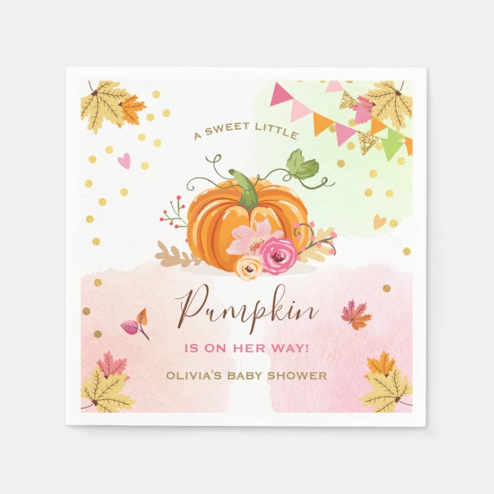 Paper Napkin Fall Baby shower Girl Pink 