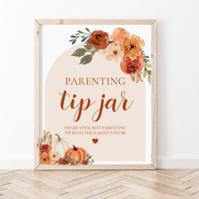Pumpkin Parenting Tip Jar Advice Sign Baby Shower (Creator Uploaded)
