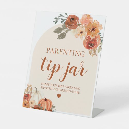 Pumpkin Parenting Tip Jar Advice Sign Baby Shower