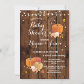 Pumpkin Party Baby Shower Fall Rustic Wood Invite (Front)