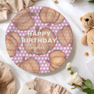 Pumpkin Party Pink & Orange Birthday Paper Plates