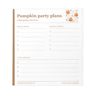 Pumpkin Party Plans Halloween Party Planner Notepad