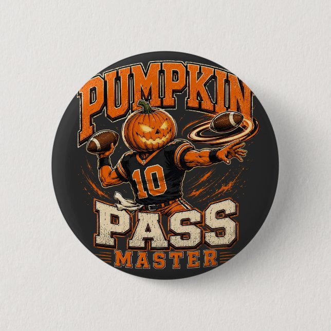 Pumpkin Pass Master Halloween Football Art Button (Front)