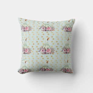 Pumpkin pastel elegant fall gourd floral teal pink throw pillow