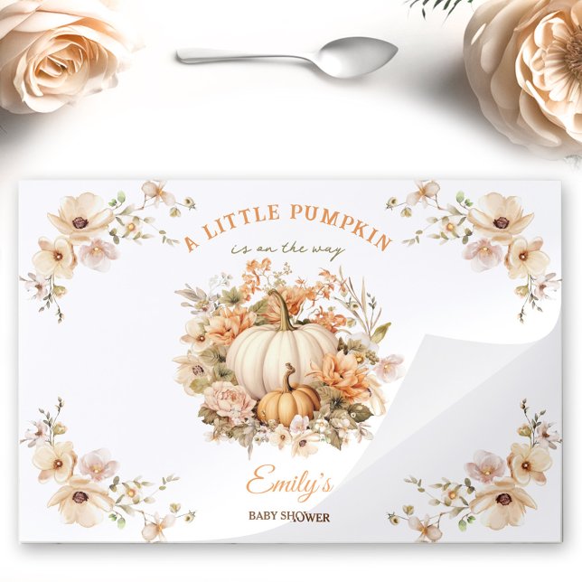 Pumpkin Pastel Floral Fall Tearaway Paper Placemat (Pumpkin Pastel Floral Fall Tearaway Paper Placemat)