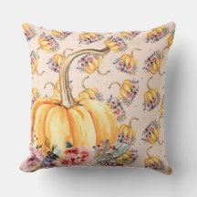 Pumpkin pastel peach gold polka dot floral fall