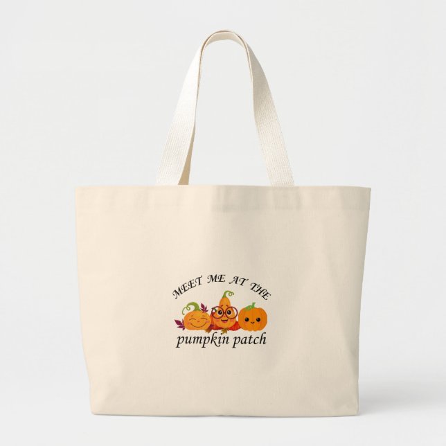 Pumpkin Patch Adventures: Fall Tee Large Tote Bag (Front)