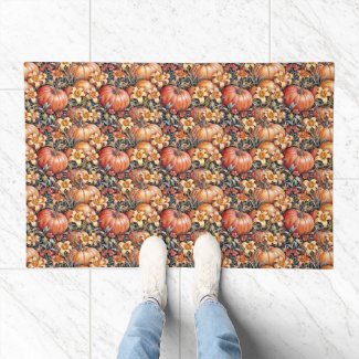 Pumpkin Patch and Daylilies Floormat