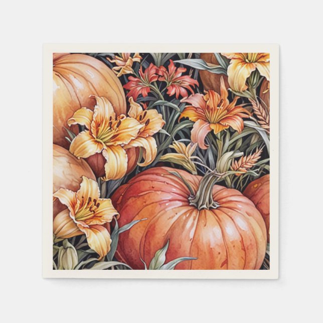 Pumpkin Patch and Daylilies Floormat Napkins (Front)
