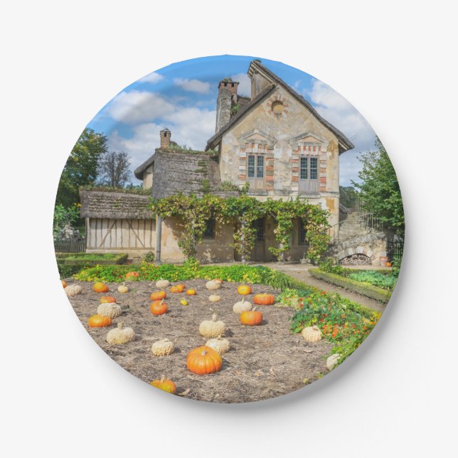 Pumpkin patch and farmhouse paper plate (Front)
