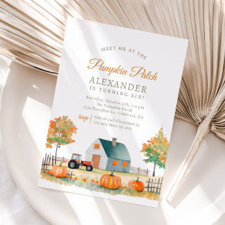 Pumpkin Patch Autumn Birthday Party Invitation