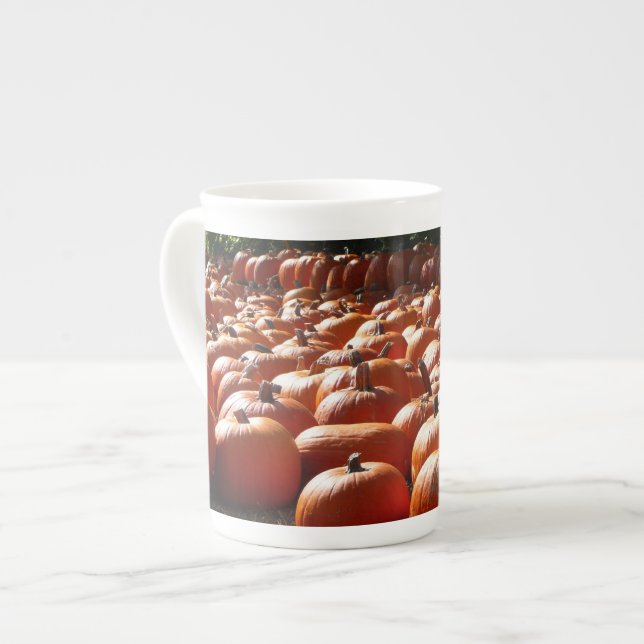 Pumpkin Patch Autumn Harvest Photography Bone China Mug (Front Left)