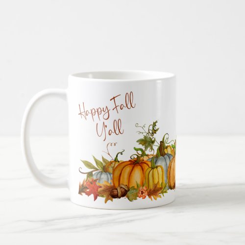 Pumpkin Patch Autumn Leaves Watercolor  Coffee Mug