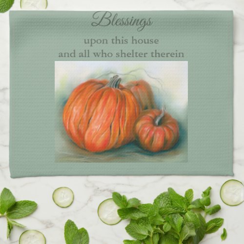 Pumpkin Patch Autumn Trio Pastel Art Kitchen Towel