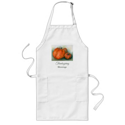 Pumpkin Patch Autumn Trio Pastel Art Thanksgiving Long Apron