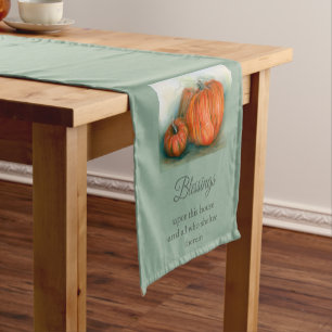 Pumpkin Patch Autumn Trio Pastel Art Thanksgiving Short Table Runner