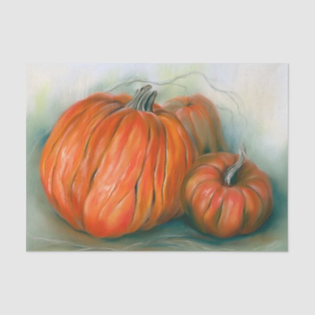Pumpkin Patch Autumn Trio Pastel Art Tissue Paper (Front)