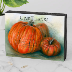 Pumpkin Patch Autumn Trio Pastel Art Wooden Box Sign