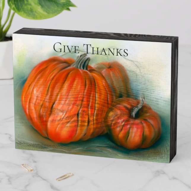 Pumpkin Patch Autumn Trio Pastel Art Wooden Box Sign (In Situ Horizontal)
