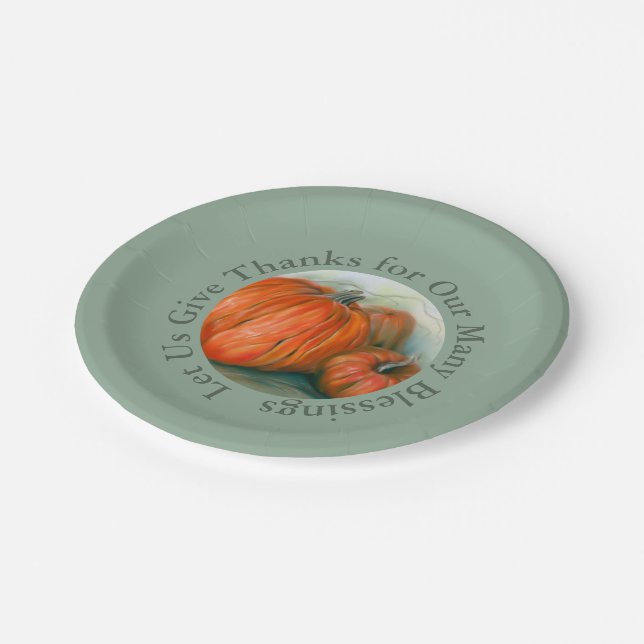 Pumpkin Patch Autumn Trio Thanksgiving Paper Plates (Angled)