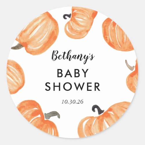 Pumpkin Patch Baby Shower Classic Round Sticker