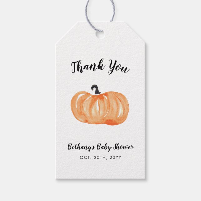 Pumpkin Patch Baby Shower Gift Tags (Front)