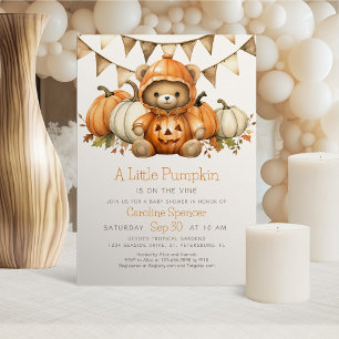 Pumpkin Patch Bear Baby Shower Invitation