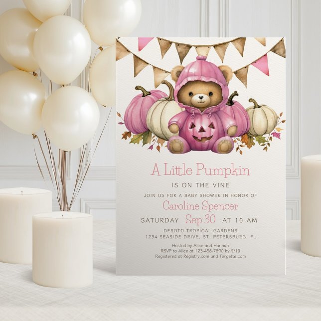 Pumpkin Patch Bear Baby Shower Invitation (Creator Uploaded)