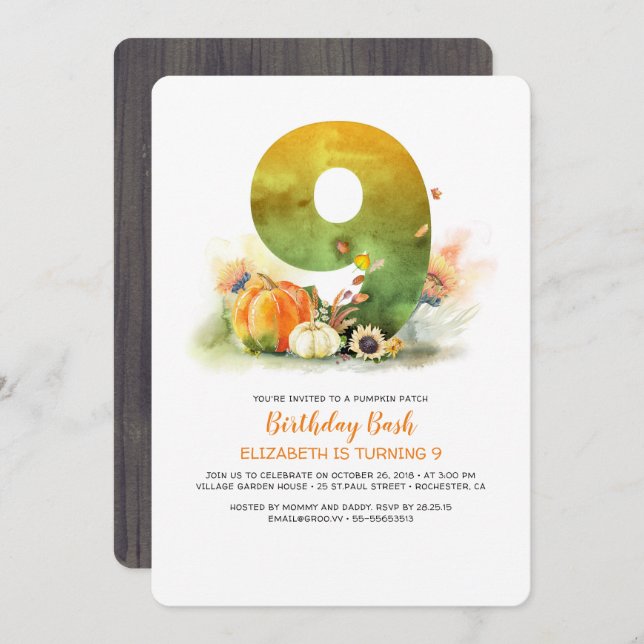 Pumpkin Patch Birthday Bash Fall Invitation (Front/Back)