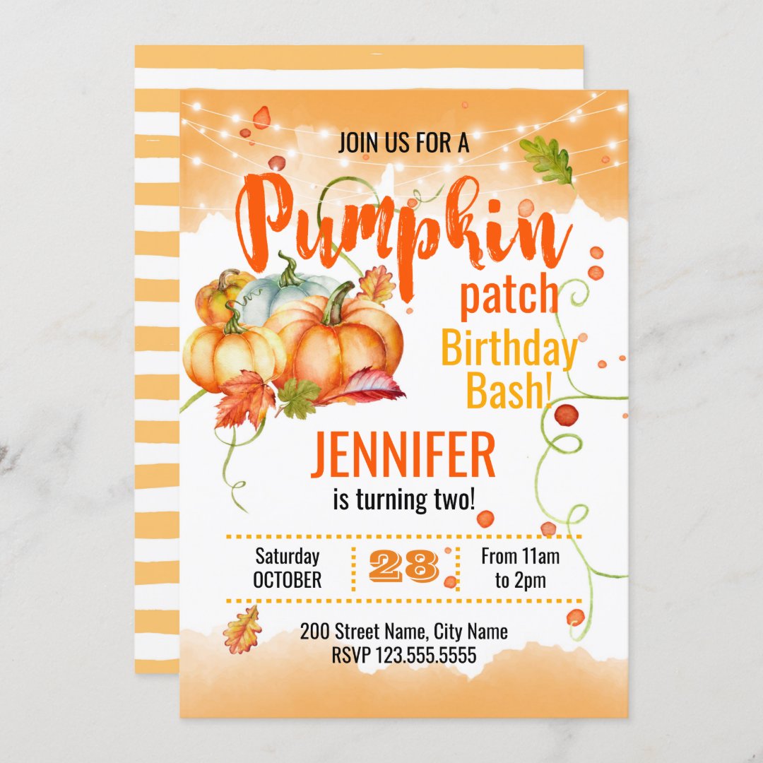 Pumpkin Patch Birthday Bash Invitation | Zazzle