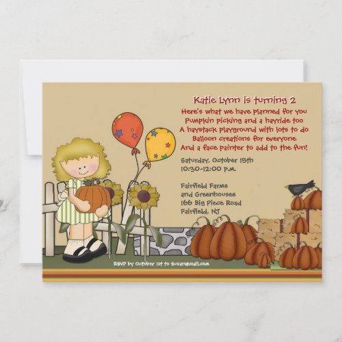 Pumpkin Patch Birthday Girl Invitation