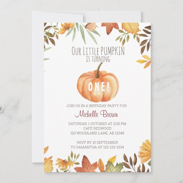 Pumpkin Patch Birthday Invitation (Front)