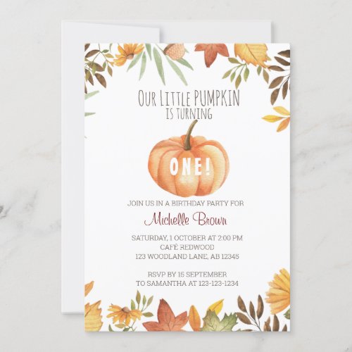 Pumpkin Patch Birthday Invitation