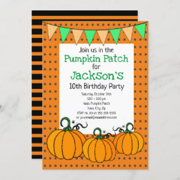 Pumpkin Patch Birthday Party Invitation