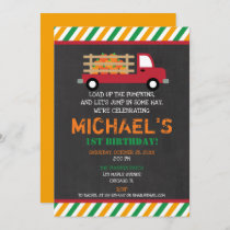 Pumpkin patch boy 1st first birthday cute fall invitation