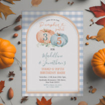 Pumpkin Patch Brother & Sister Autumn Birthday Invitation