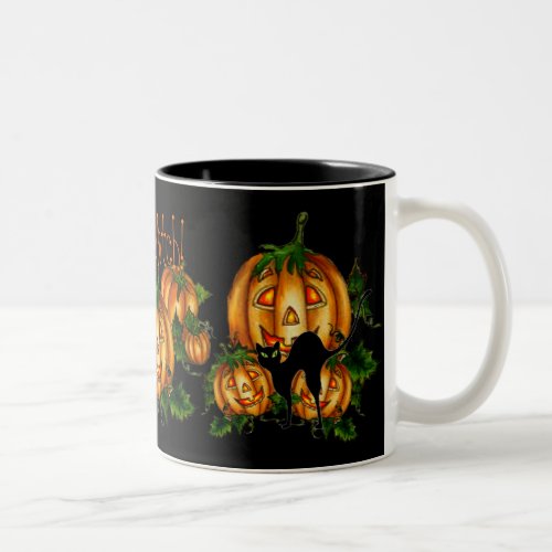 PUMPKIN PATCH  by SHARON SHARPE Two_Tone Coffee Mug