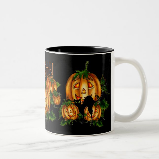 PUMPKIN PATCH!  by SHARON SHARPE Two-Tone Coffee Mug (Right)