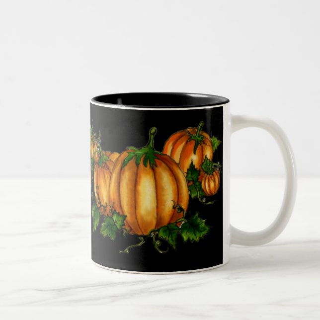 PUMPKIN PATCH by SHARON SHARPE Two-Tone Coffee Mug (Right)